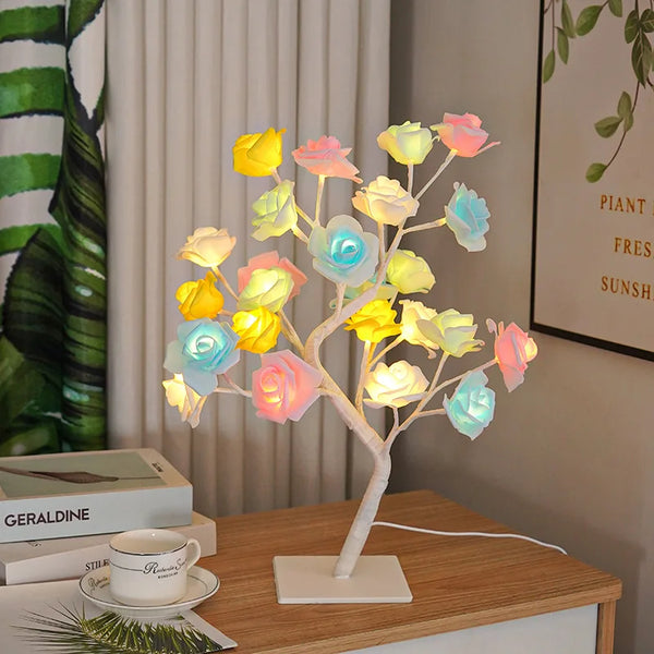 LED Table Lamp, Rose String, USB/Battery, for Home & Holiday Decor.