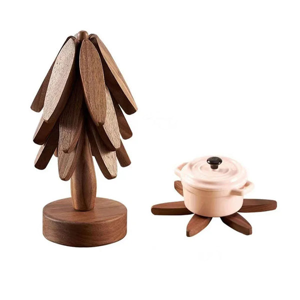 4PCS Tree Design Wooden Trivets, Heat-Resistant Table Mats.