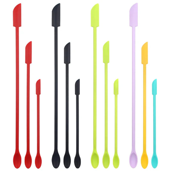 New Silicone Mini Spatula Set Lengthened Cosmetic Bottle Jam Double-head Scraper Kitchen Cake Baking Tool  Accessories