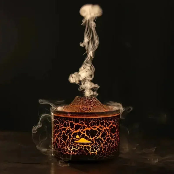 Aroma Diffuser with Volcano Flame, Jellyfish Smoke & 7-Color Light 180ml