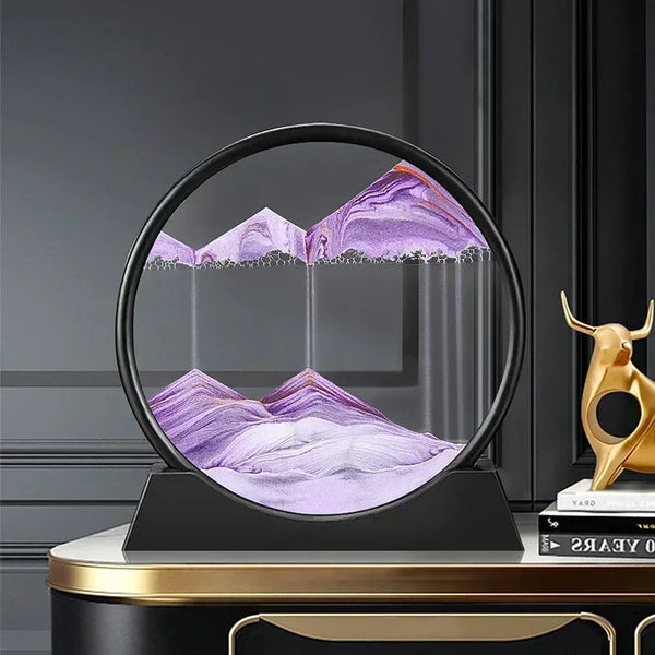 3D Moving Sand Art Glass – Round Hourglass Decor for Office & Home