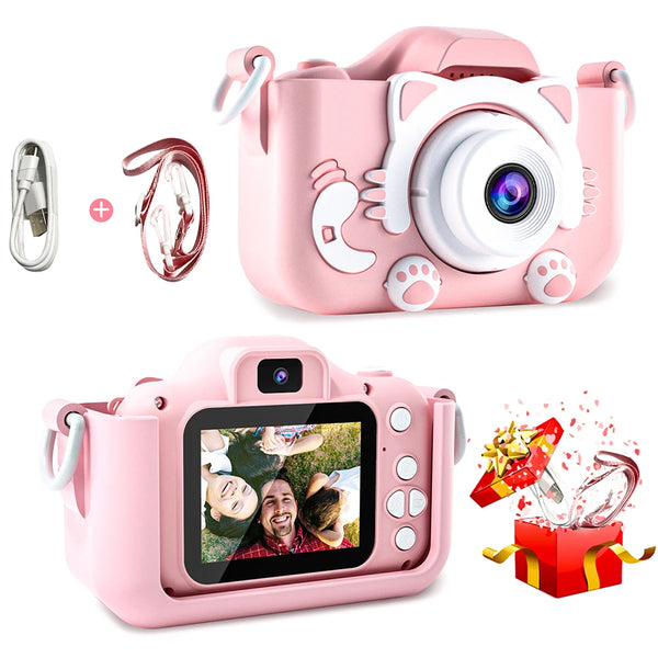 Kdis Camera Toys 1080P HD 2inch Screen Cat Mini Digital Camera for Girls Boys Children Chirtmas Birthday Gift Toys